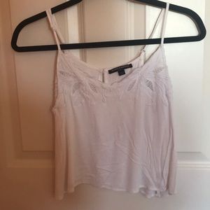 Brandy Melville white tank with floral detailing